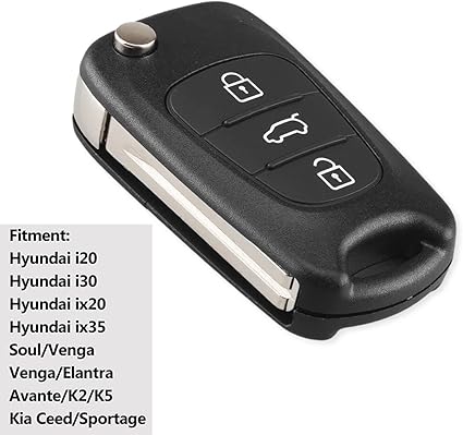 Hyundai / Kia i20 / i30 / ix35 - 3 Button Flip Key Case