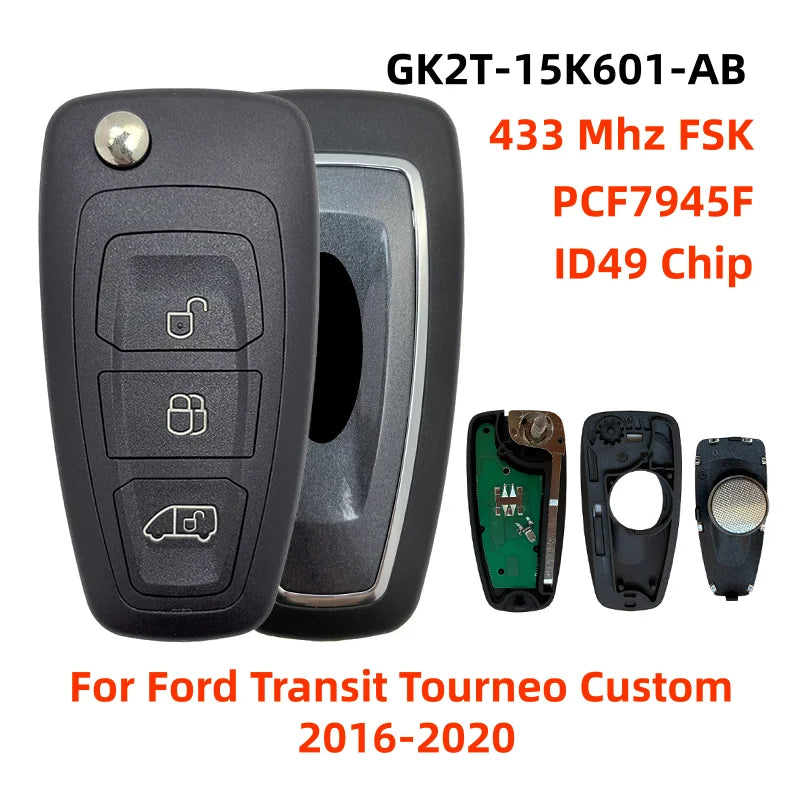 Ford Transit / Tourneo 3 Button Remote Flip Key - ID49