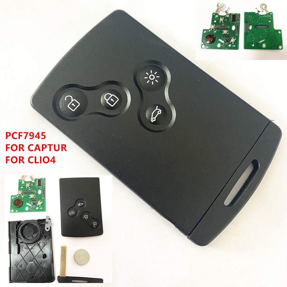 Renault Clio IV / Captur - 4 Button Smart Card 433Mhz - Slot in