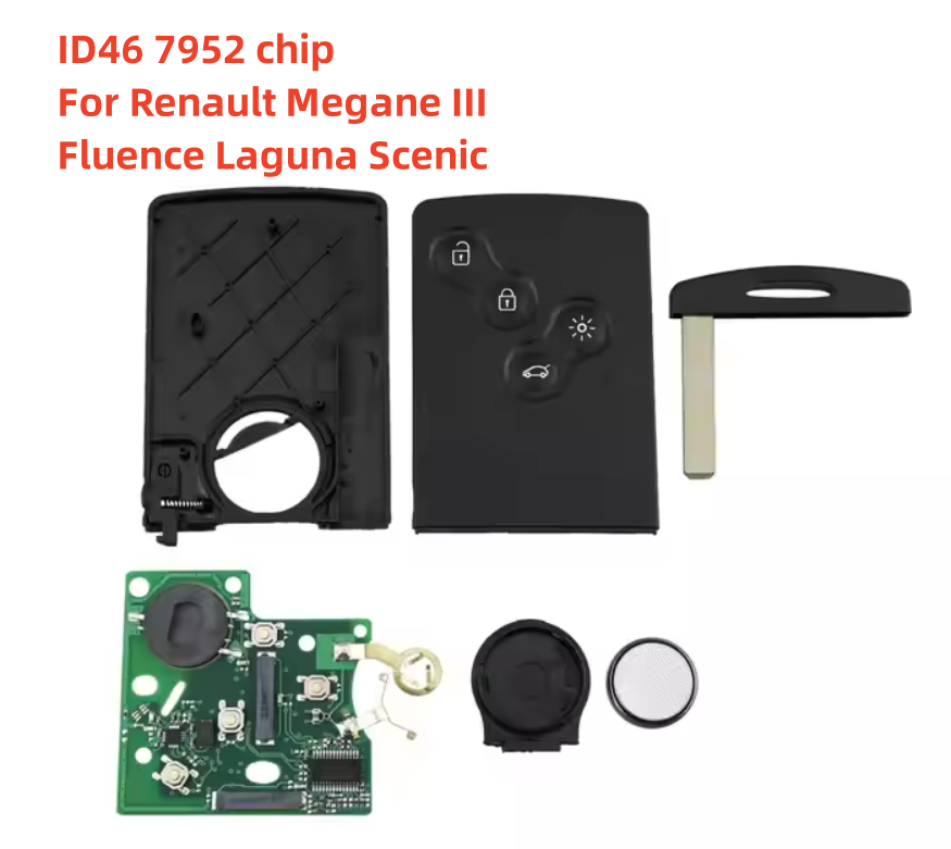Renault Megane III - 4 Button Smart Card 433Mhz - Slot-in