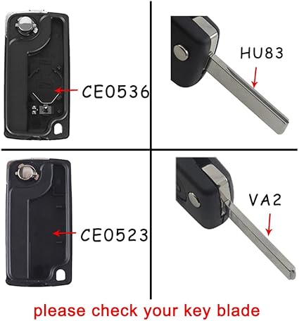 Citroen 3 Button Flip Key Case  CE0536 HU83 BLADE