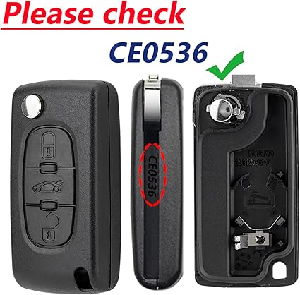 Citroen 3 Button Flip Key Case  CE0536 HU83 BLADE