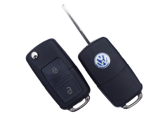 VW 2 Button Flip Key Case with badge