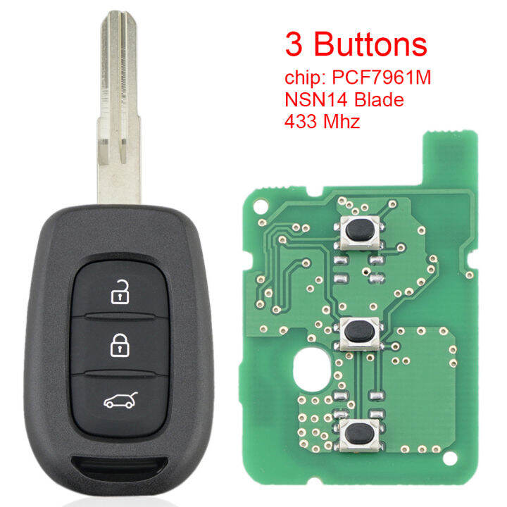Renault Sandero Duster Logan Trafic 3 Button Remote Key PCF7961