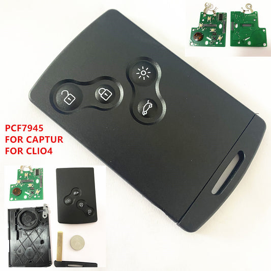 Renault Clio IV / Captur - 4 Button Smart Card 433Mhz - Slot in